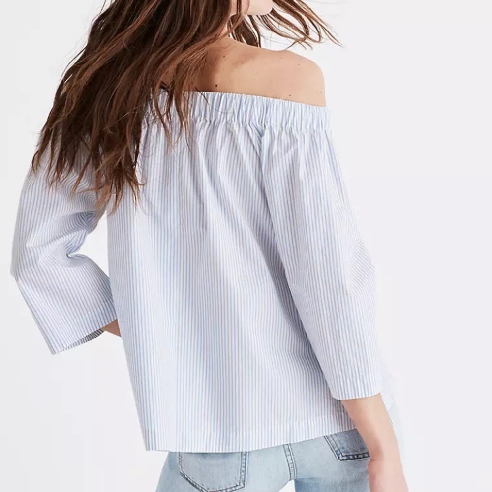 Madewell Clean Off the Shoulder Stripe Top Size L - Picture 2 of 8